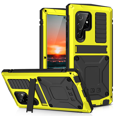 Custodia Lusso Alluminio Cover 360 Gradi M04 per Samsung Galaxy S21 Ultra 5G Giallo