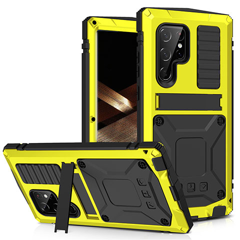 Custodia Lusso Alluminio Cover 360 Gradi M04 per Samsung Galaxy S24 Ultra 5G Giallo