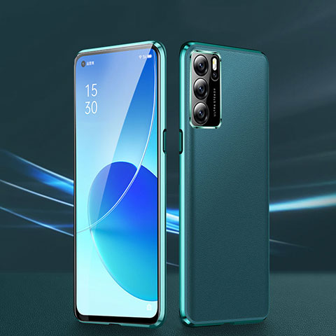 Custodia Lusso Alluminio Cover 360 Gradi P01 per Oppo Reno6 Pro 5G India Verde