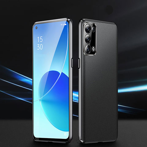 Custodia Lusso Alluminio Cover 360 Gradi P01 per Oppo Reno6 Pro 5G Nero