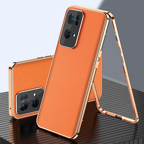 Custodia Lusso Alluminio Cover 360 Gradi P01 per Oppo Reno7 Pro 5G Arancione