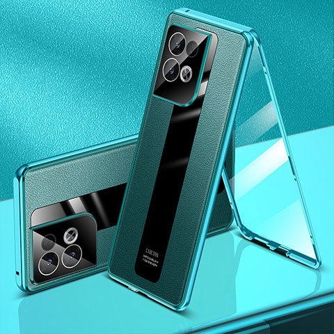 Custodia Lusso Alluminio Cover 360 Gradi P01 per Oppo Reno8 Pro+ Plus 5G Verde