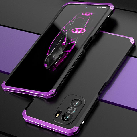 Custodia Lusso Alluminio Cover 360 Gradi P01 per Xiaomi Redmi K40 5G Viola