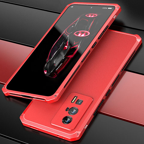 Custodia Lusso Alluminio Cover 360 Gradi P01 per Xiaomi Redmi K60 5G Rosso