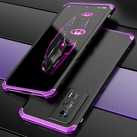 Custodia Lusso Alluminio Cover 360 Gradi P01 per Xiaomi Redmi K60 Pro 5G Viola