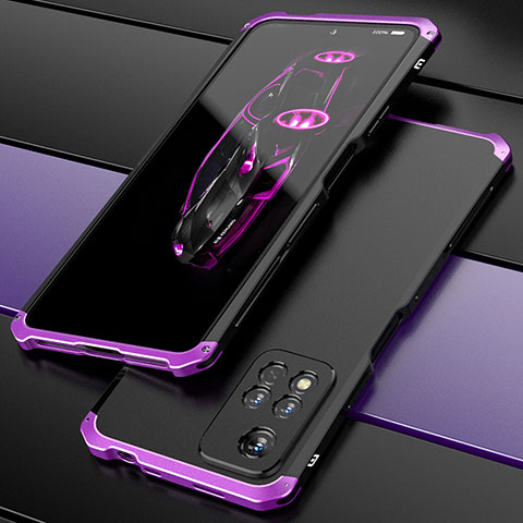 Custodia Lusso Alluminio Cover 360 Gradi P01 per Xiaomi Redmi Note 11 Pro+ Plus 5G Viola