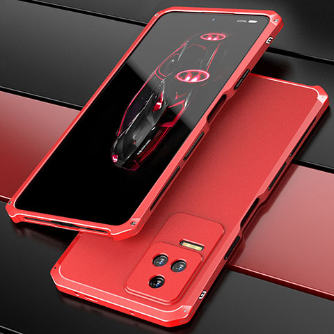 Custodia Lusso Alluminio Cover 360 Gradi P02 per Xiaomi Redmi K50 Pro 5G Rosso