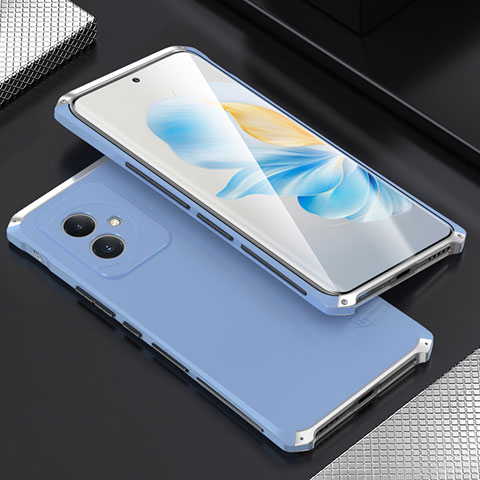 Custodia Lusso Alluminio Cover 360 Gradi per Huawei Honor 100 5G Argento e Blu