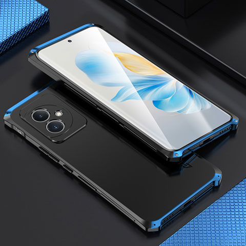 Custodia Lusso Alluminio Cover 360 Gradi per Huawei Honor 100 5G Blu e Nero