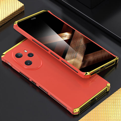 Custodia Lusso Alluminio Cover 360 Gradi per Huawei Honor 100 Pro 5G Oro e Rosso