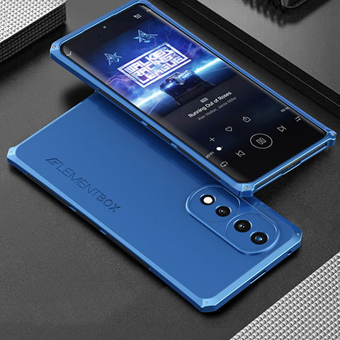 Custodia Lusso Alluminio Cover 360 Gradi per Huawei Honor 70 Pro+ Plus 5G Blu