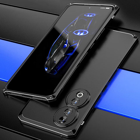 Custodia Lusso Alluminio Cover 360 Gradi per Huawei Honor 90 5G Nero