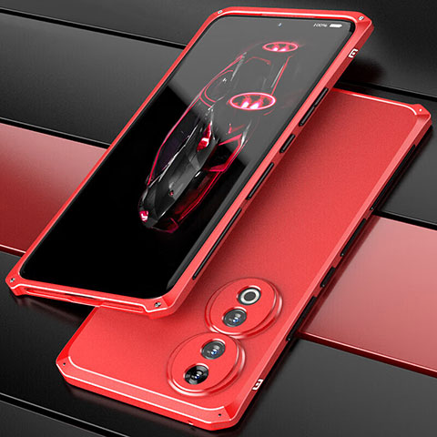 Custodia Lusso Alluminio Cover 360 Gradi per Huawei Honor 90 5G Rosso