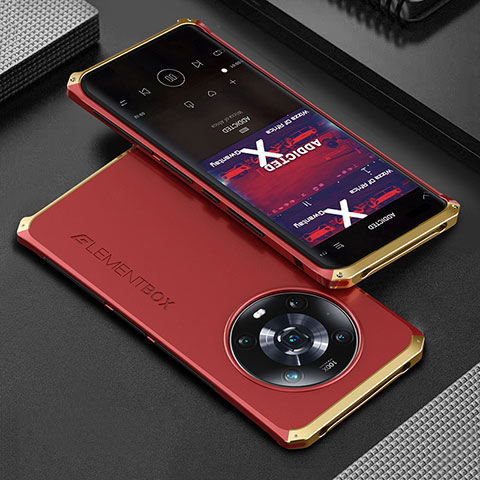 Custodia Lusso Alluminio Cover 360 Gradi per Huawei Honor Magic4 5G Oro e Rosso