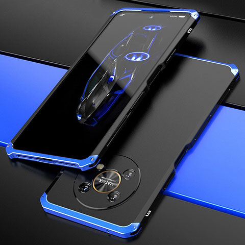 Custodia Lusso Alluminio Cover 360 Gradi per Huawei Honor Magic4 Lite 5G Blu e Nero