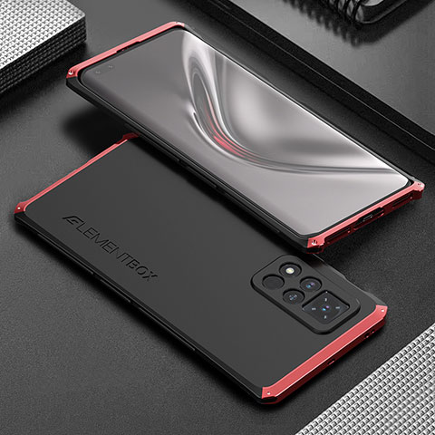 Custodia Lusso Alluminio Cover 360 Gradi per Huawei Honor V40 5G Rosso e Nero