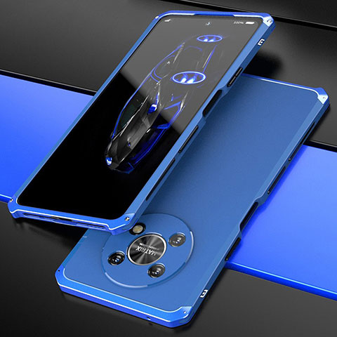 Custodia Lusso Alluminio Cover 360 Gradi per Huawei Honor X9 5G Blu