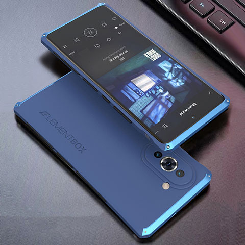 Custodia Lusso Alluminio Cover 360 Gradi per Huawei Nova 10 Blu