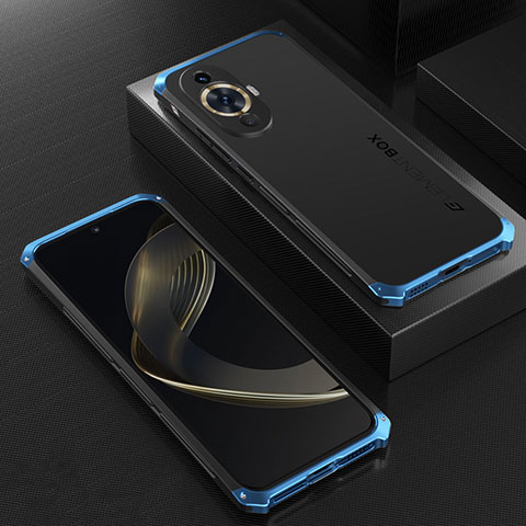 Custodia Lusso Alluminio Cover 360 Gradi per Huawei Nova 11 Blu e Nero