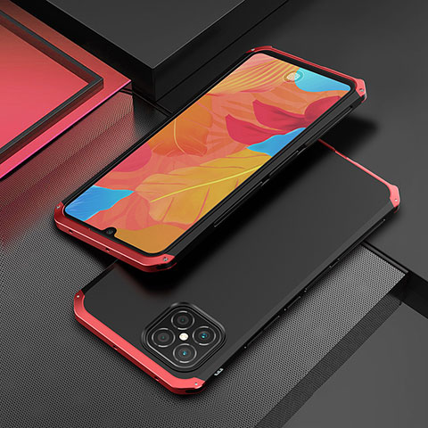 Custodia Lusso Alluminio Cover 360 Gradi per Huawei Nova 8 SE 4G Rosso e Nero