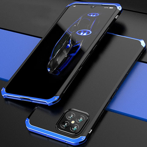 Custodia Lusso Alluminio Cover 360 Gradi per Huawei Nova 8 SE 5G Blu e Nero