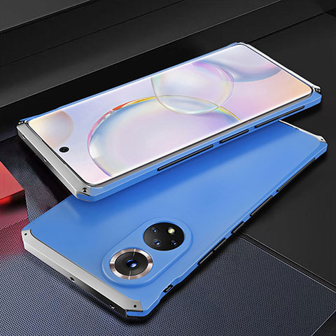 Custodia Lusso Alluminio Cover 360 Gradi per Huawei Nova 9 Argento e Blu