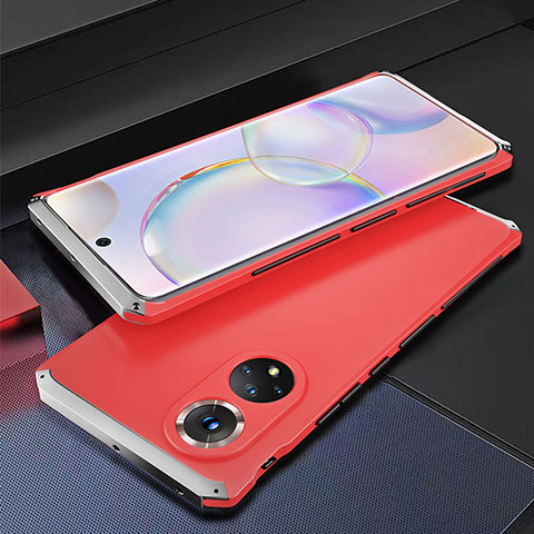 Custodia Lusso Alluminio Cover 360 Gradi per Huawei Nova 9 Argento e Rosso