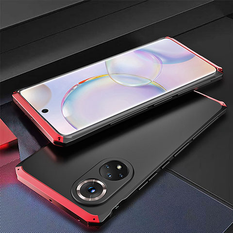 Custodia Lusso Alluminio Cover 360 Gradi per Huawei Nova 9 Rosso e Nero