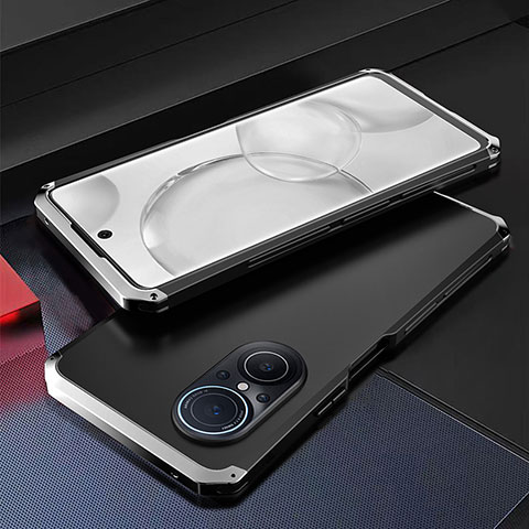 Custodia Lusso Alluminio Cover 360 Gradi per Huawei Nova 9 SE Argento e Nero