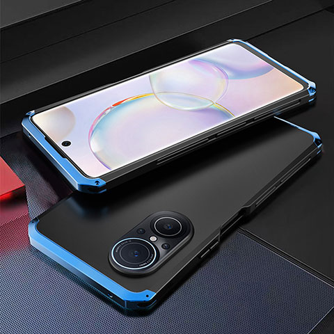 Custodia Lusso Alluminio Cover 360 Gradi per Huawei Nova 9 SE Blu e Nero