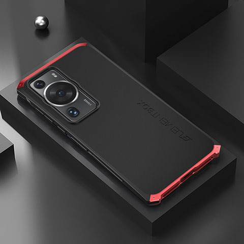 Custodia Lusso Alluminio Cover 360 Gradi per Huawei P60 Pro Rosso e Nero