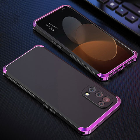 Custodia Lusso Alluminio Cover 360 Gradi per Oppo Find X3 Lite 5G Viola