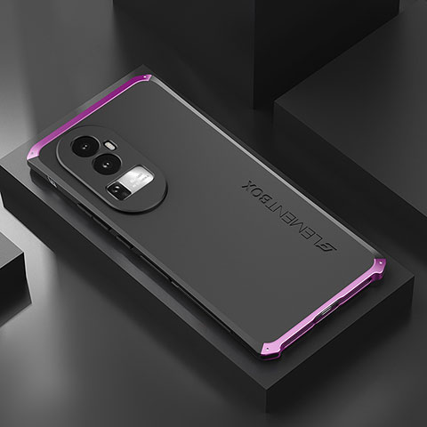 Custodia Lusso Alluminio Cover 360 Gradi per Oppo Reno10 Pro+ Plus 5G Viola