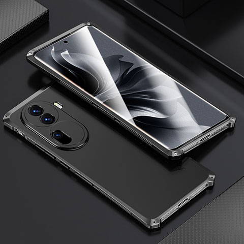 Custodia Lusso Alluminio Cover 360 Gradi per Oppo Reno11 Pro 5G Nero