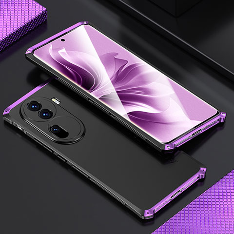 Custodia Lusso Alluminio Cover 360 Gradi per Oppo Reno11 Pro 5G Viola