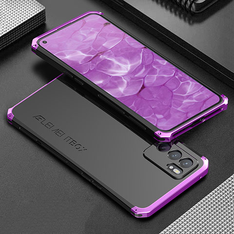 Custodia Lusso Alluminio Cover 360 Gradi per Oppo Reno6 5G Viola