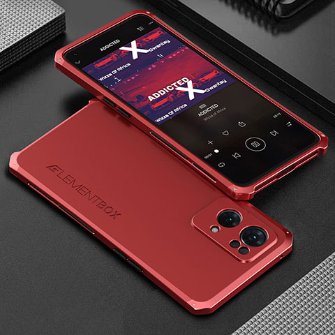 Custodia Lusso Alluminio Cover 360 Gradi per Oppo Reno7 Pro 5G Rosso