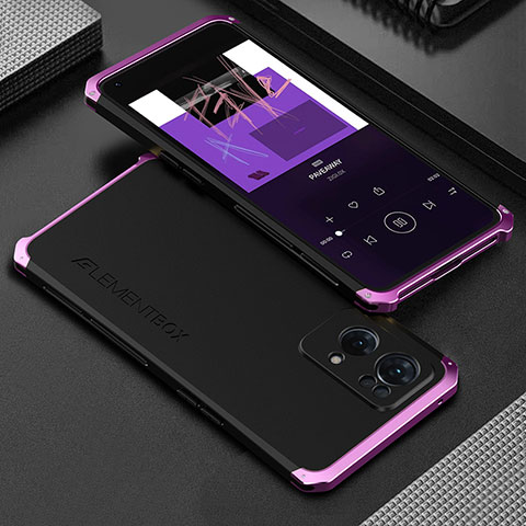 Custodia Lusso Alluminio Cover 360 Gradi per Oppo Reno7 Pro 5G Viola