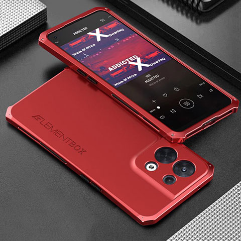 Custodia Lusso Alluminio Cover 360 Gradi per Oppo Reno9 5G Rosso