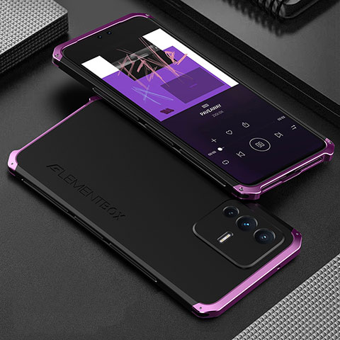 Custodia Lusso Alluminio Cover 360 Gradi per Vivo V23 Pro 5G Viola