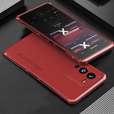 Custodia Lusso Alluminio Cover 360 Gradi per Vivo V25 Pro 5G Rosso