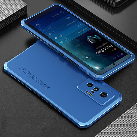 Custodia Lusso Alluminio Cover 360 Gradi per Vivo X70t Blu