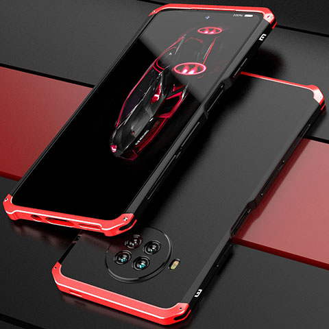 Custodia Lusso Alluminio Cover 360 Gradi per Xiaomi Mi 10i 5G Rosso e Nero