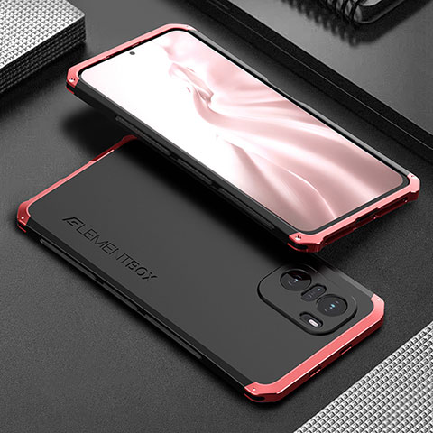 Custodia Lusso Alluminio Cover 360 Gradi per Xiaomi Mi 11X Pro 5G Rosso e Nero