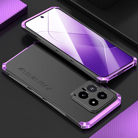 Custodia Lusso Alluminio Cover 360 Gradi per Xiaomi Mi 14 5G Viola