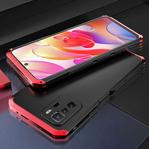 Custodia Lusso Alluminio Cover 360 Gradi per Xiaomi Poco X3 GT 5G Rosso e Nero