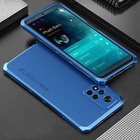 Custodia Lusso Alluminio Cover 360 Gradi per Xiaomi Poco X4 NFC Blu