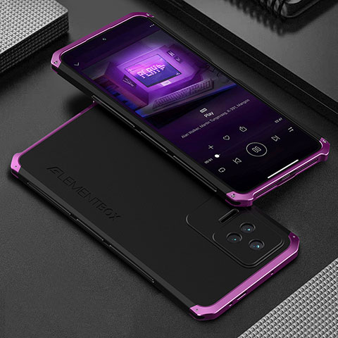 Custodia Lusso Alluminio Cover 360 Gradi per Xiaomi Redmi K40S 5G Viola