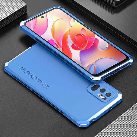 Custodia Lusso Alluminio Cover 360 Gradi per Xiaomi Redmi Note 10 JE 5G Blu