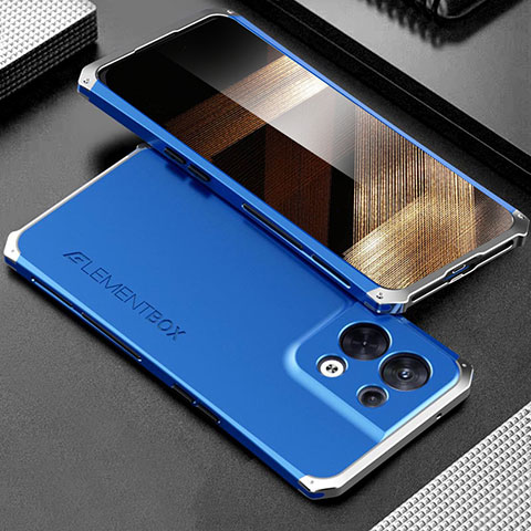 Custodia Lusso Alluminio Cover 360 Gradi per Xiaomi Redmi Note 13 5G Argento e Blu